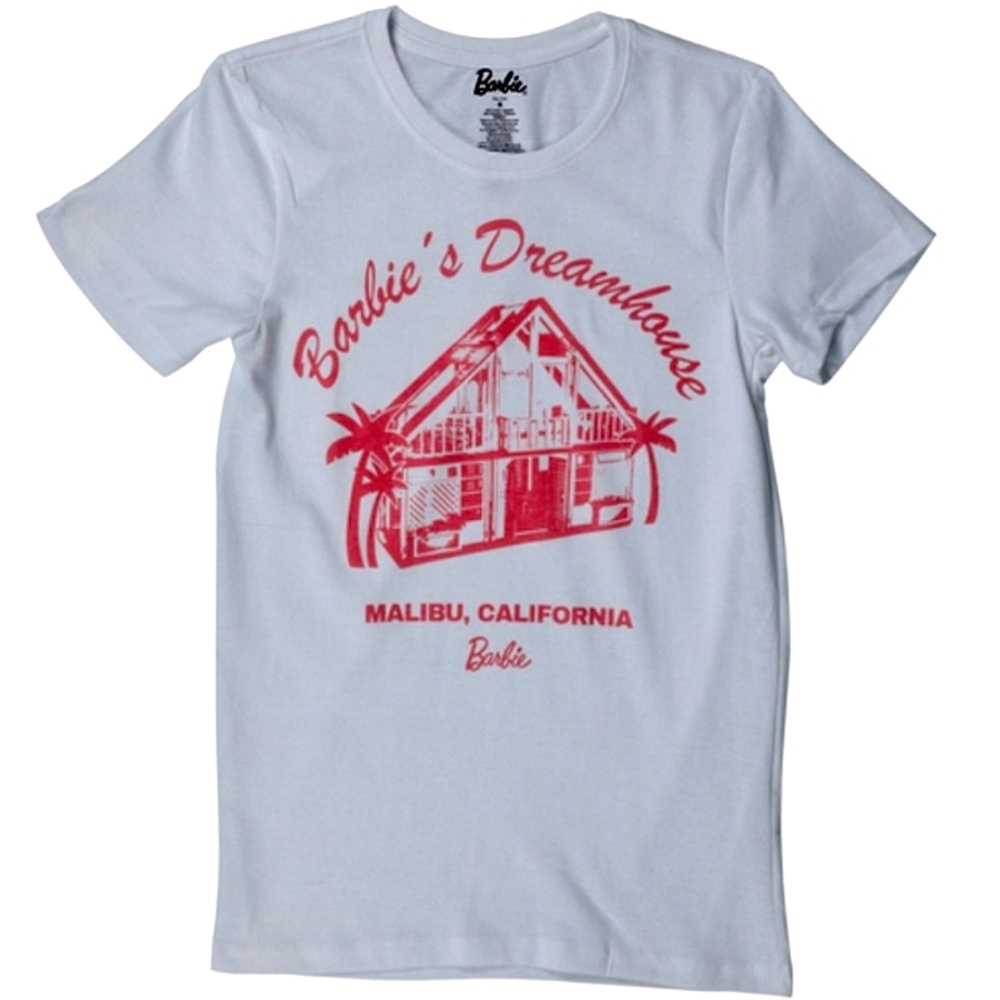 BARBIE'S MALIBU, CALIFORNIA DREAMHOUSE Short sleeve Medium white with pink print